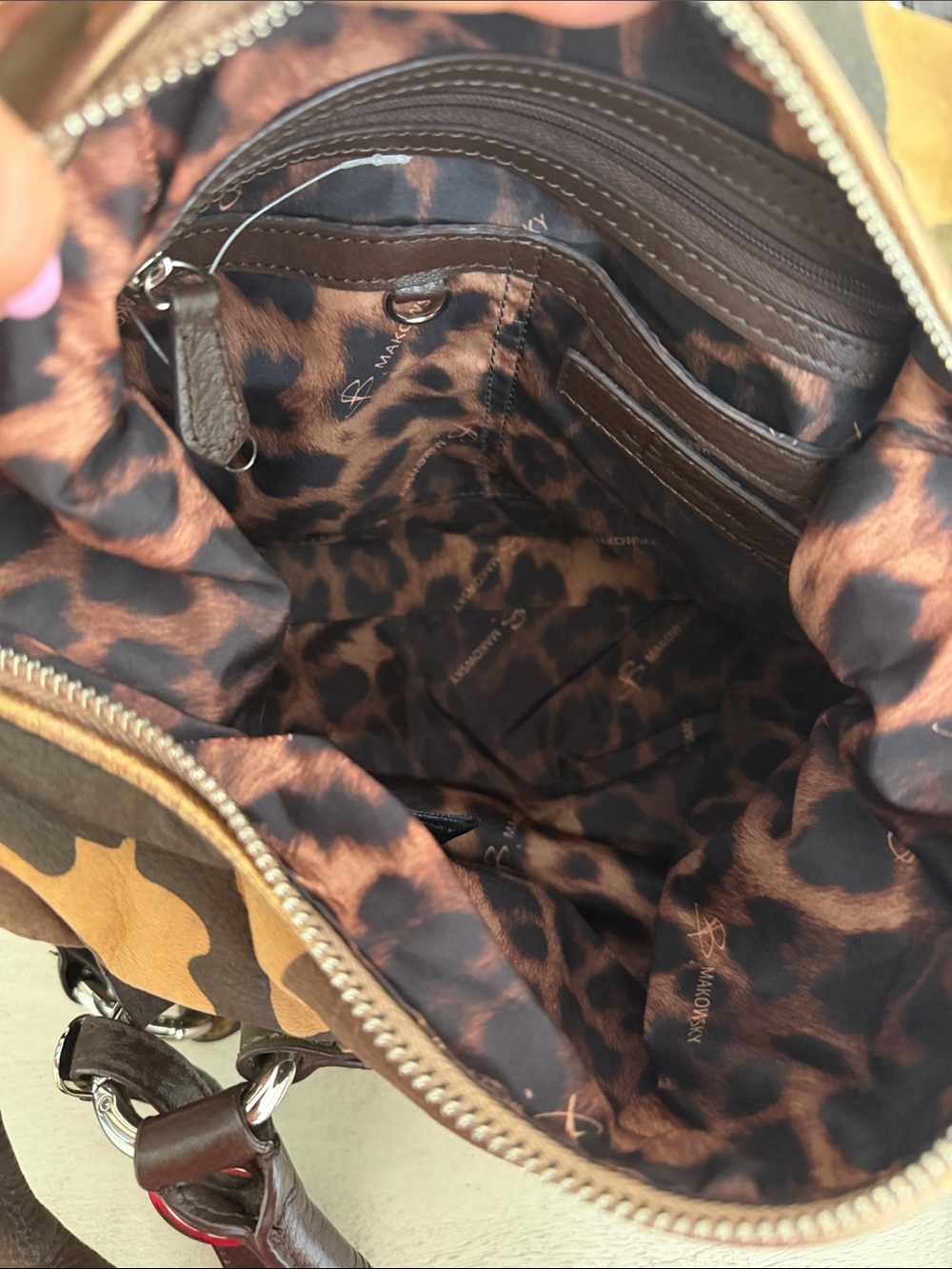 Camouflage Leather-Trim Shoulder Bag - Brown Camo - Picture 5 of 9